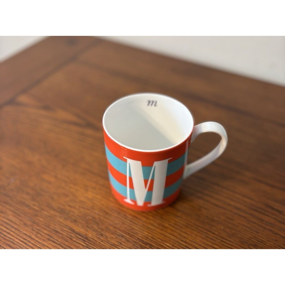 Kate Spade NY Wickford Red Letter M Day Lenox Red I Orange & Teal Stripes MUG - Picture 2 of 8